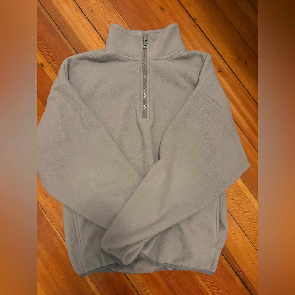 Aritzia TNA Polar Fleece 1/4 Zip Pullover | Grey | Cozy Essential | Size S
